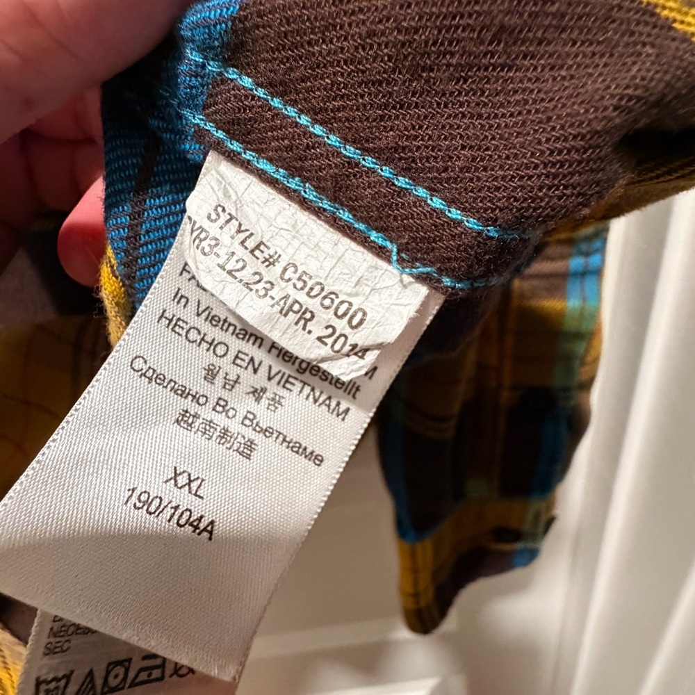 Men's Marmot Yellow and Blue Plaid Shirt - Picture 9 of 11